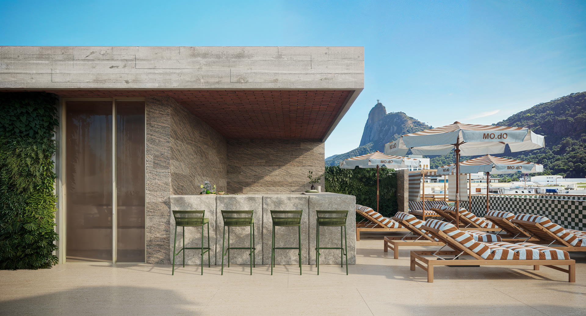 Bangalô do rooftop com vista para o Cristo Redentor